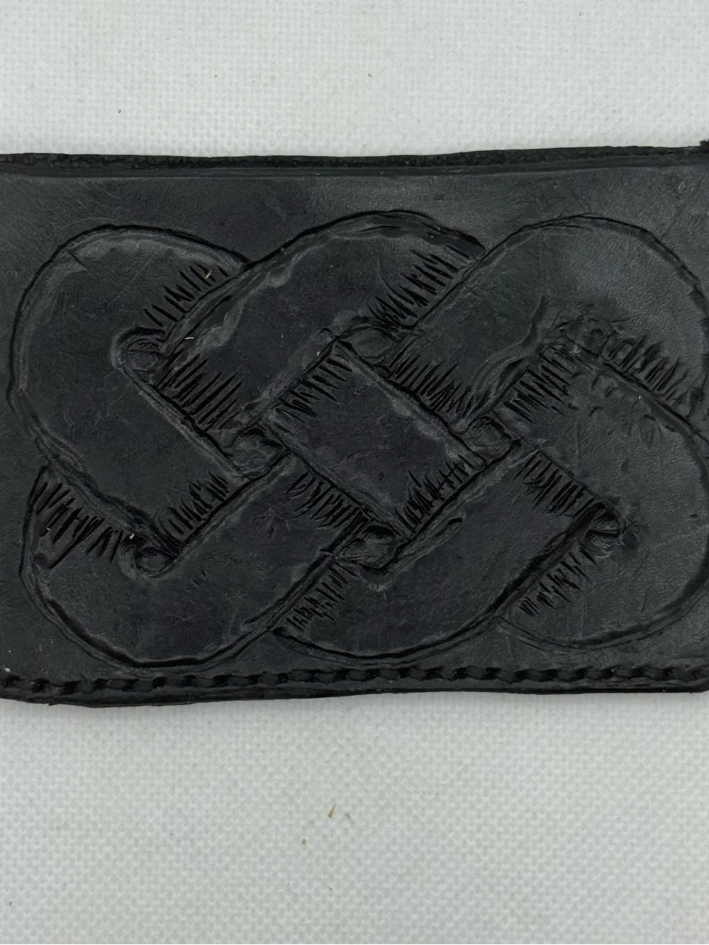 Handmade Celtic Knot Black Leather Card Holder Wallet